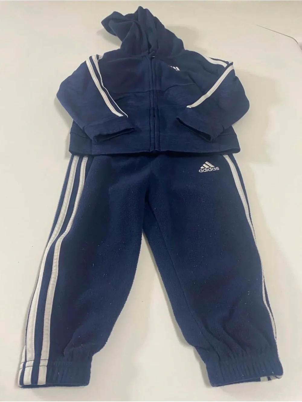 adidas Navy Blue Kids Sweatpants with White Stripes